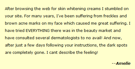 customer review for natural skin lightening remedy that worked in 3 days