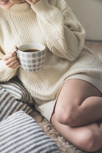 woman wearing cosy winter jumper