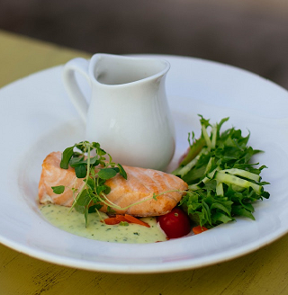 salmon and salad