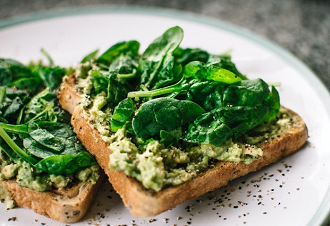 spinach and avocado on toast