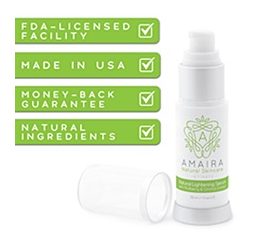 Amaira Natural Lightening Serum Ingredients and Guarantee