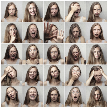 woman making lots of different facial expressions