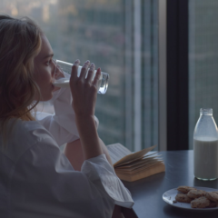 woman drinking milk