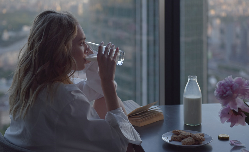 woman drinking milk